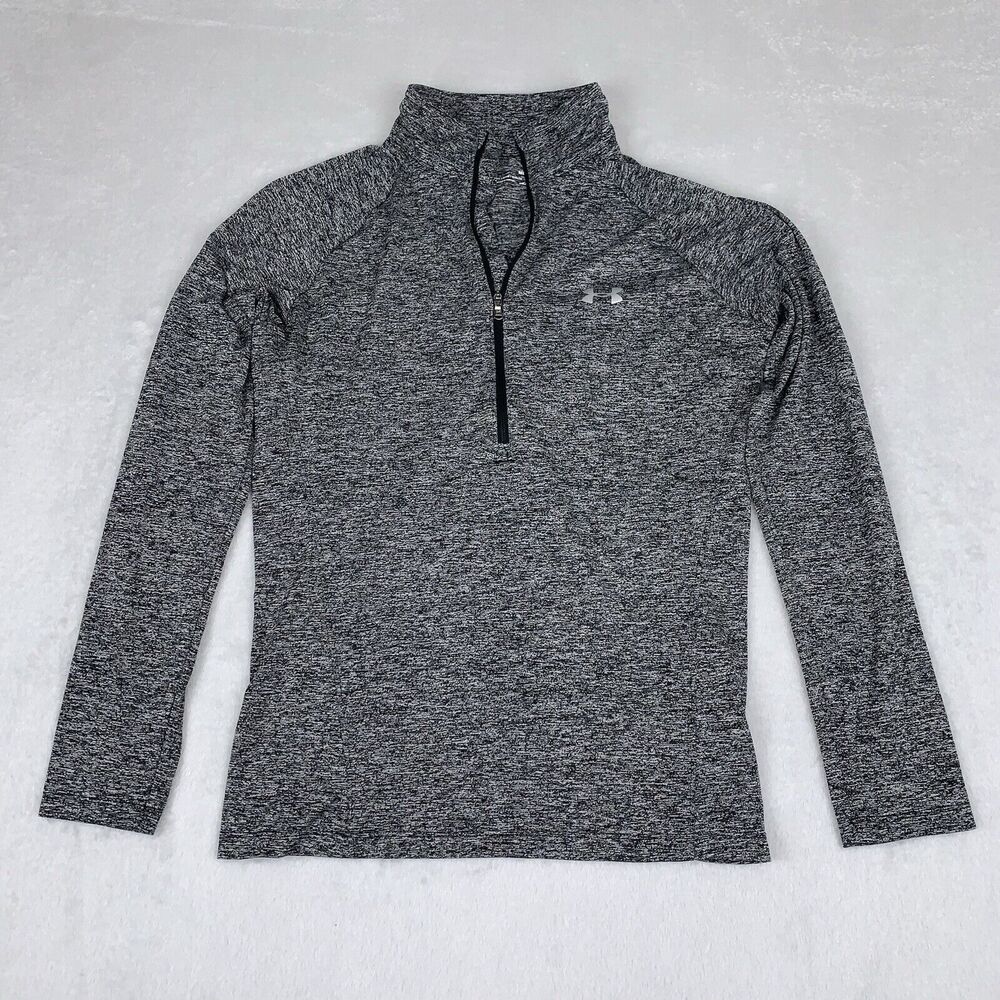 Under Armour Shirt Women’s Medium Gray Loose Heatgear Quarter Zip Performance